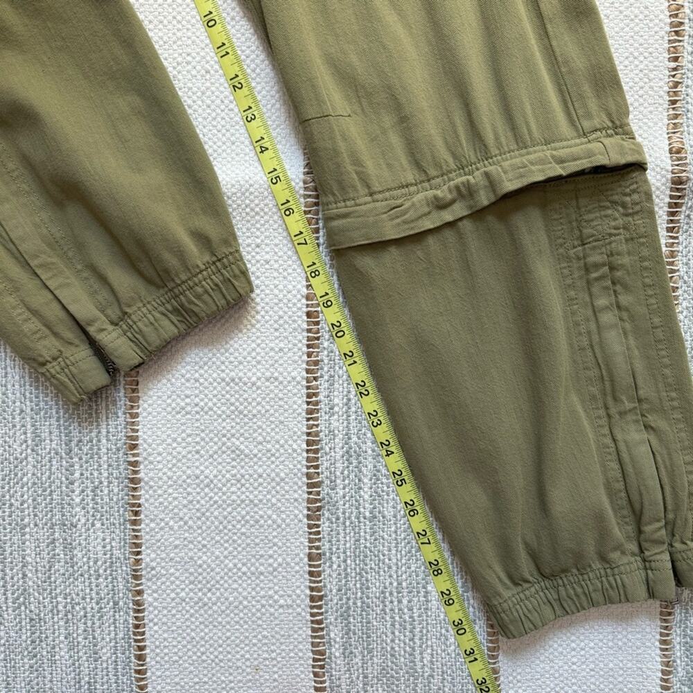 Zara Khaki Olive Green Mid Rise Straight Leg Slouchy Transformable Cargo Pants 2 - Picture 6 of 13